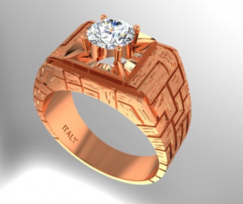 Gia 2161101408 6.15-620x3.85mm diamond 14k rose gold handmade in italy men' ring H1