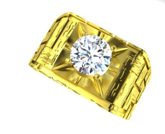 Gia 2161101408 6.15-620x3.85mm diamond 14k yellow gold handmade in italy men' ring H0