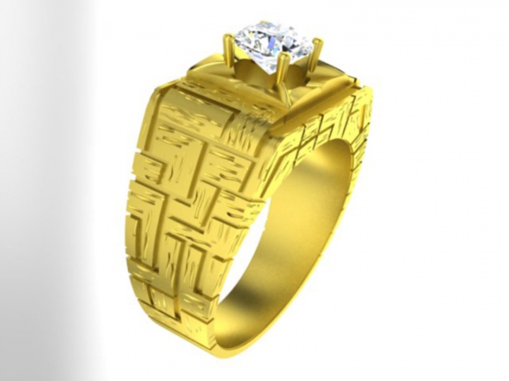 Gia 2161101408 6.15-620x3.85mm diamond 14k yellow gold handmade in italy men' ring H1