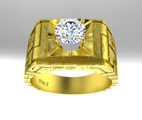 Gia 2161101408 6.15-620x3.85mm diamond 14k yellow gold handmade in italy men' ring H2