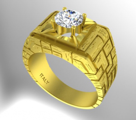 Gia 2161101408 6.15-620x3.85mm diamond 14k yellow gold handmade in italy men' ring H3