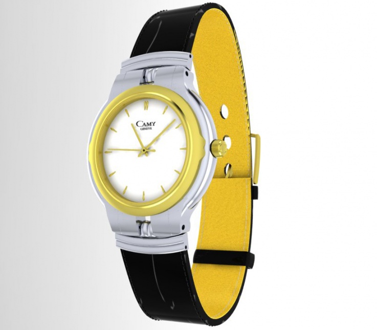 Camy geneve 18k gold plated / ss quartz white dial women's wristwatch H0