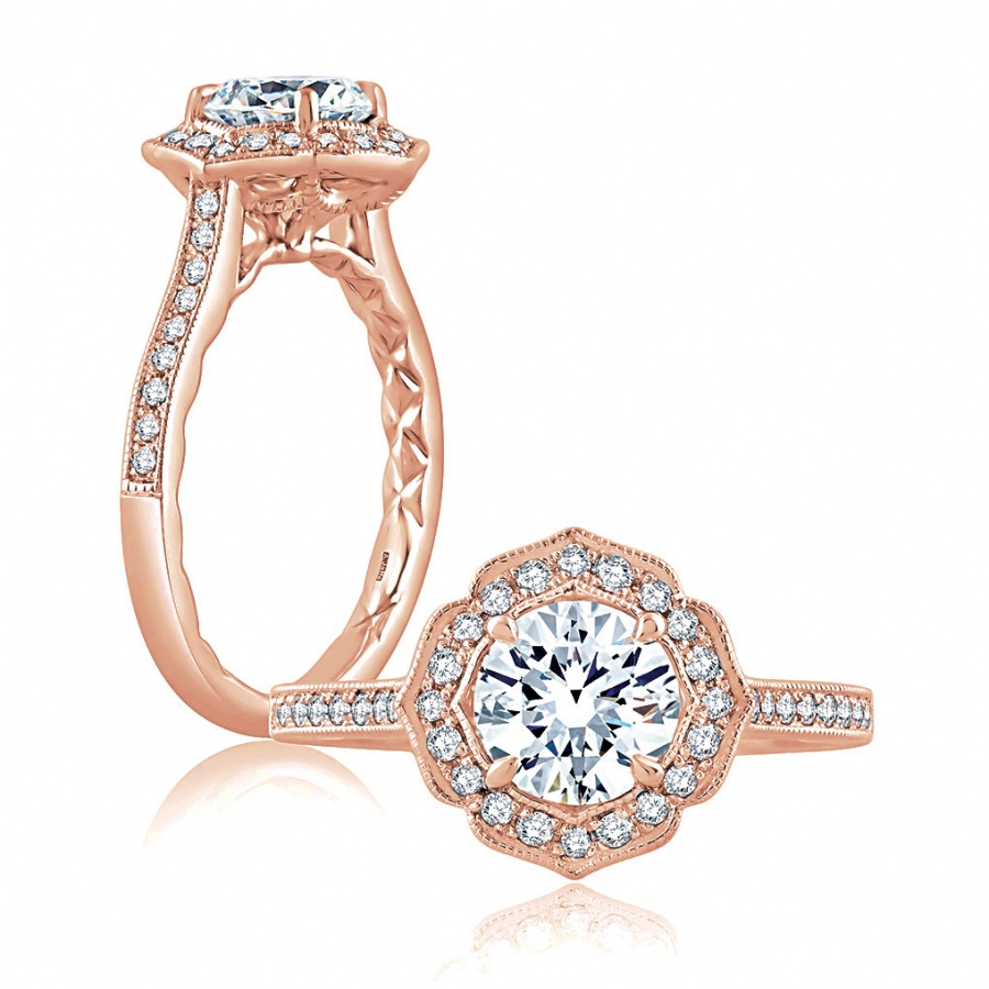 A. jaffe seasons of love 14k rose gold diamond engagement ring setting H1