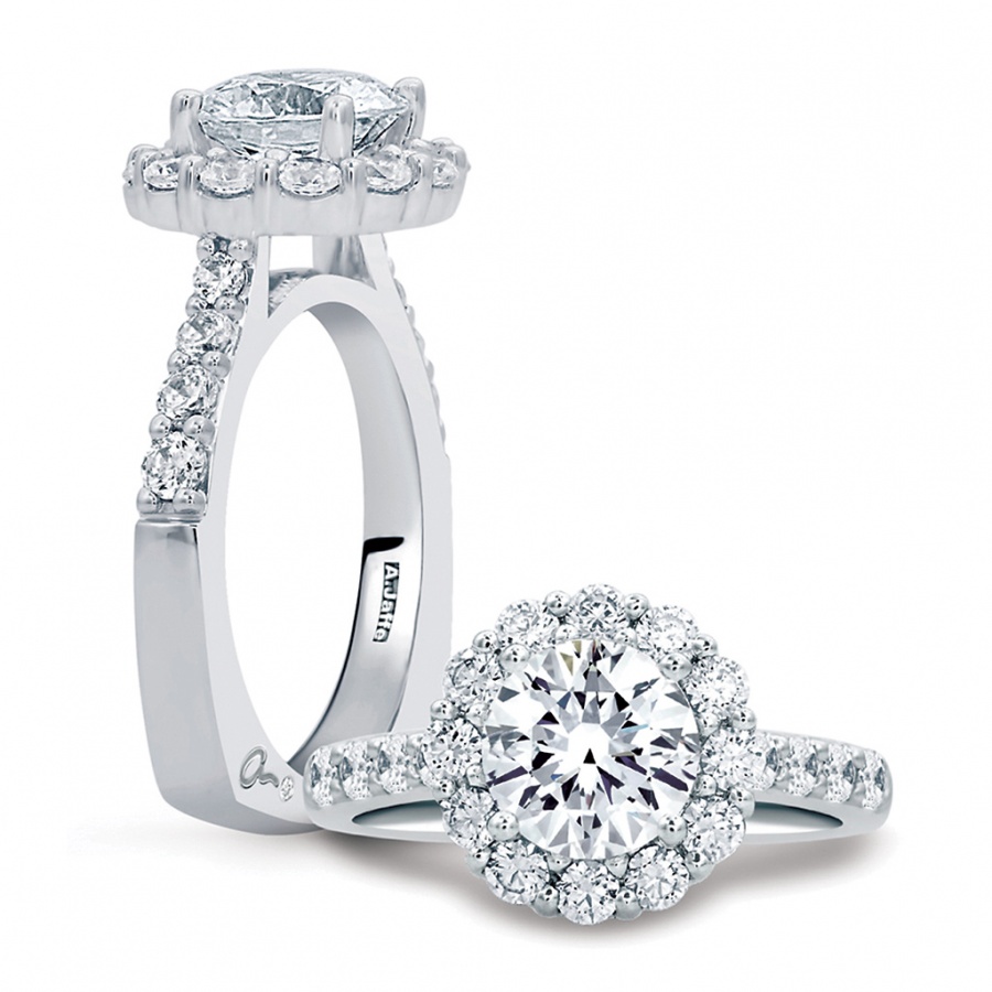 A. jaffe classics 14k white gold diamond engagement ring setting H0