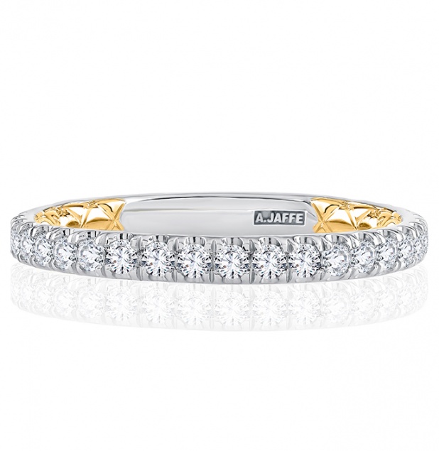 A. jaffe elegant two tone diamond wedding ring H0