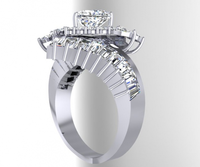 Fantastic love story heart cut diamond 14k w gold valetino women' ring italy H1