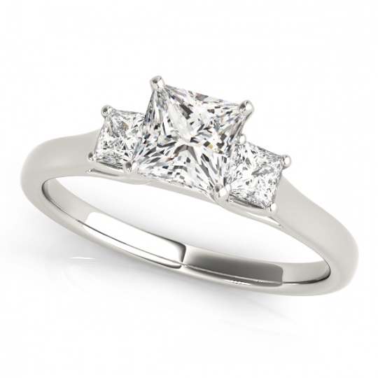 3 stone princess diamond trellis engagement ring H0