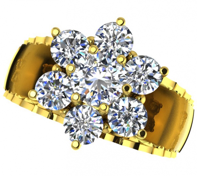 14k yellow gold diamond cluster women' ring by odi H0