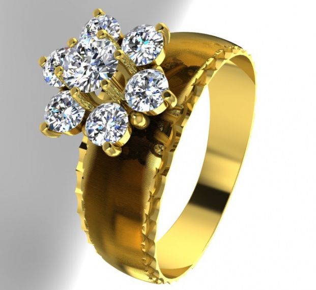 14k yellow gold diamond cluster women' ring by odi H1