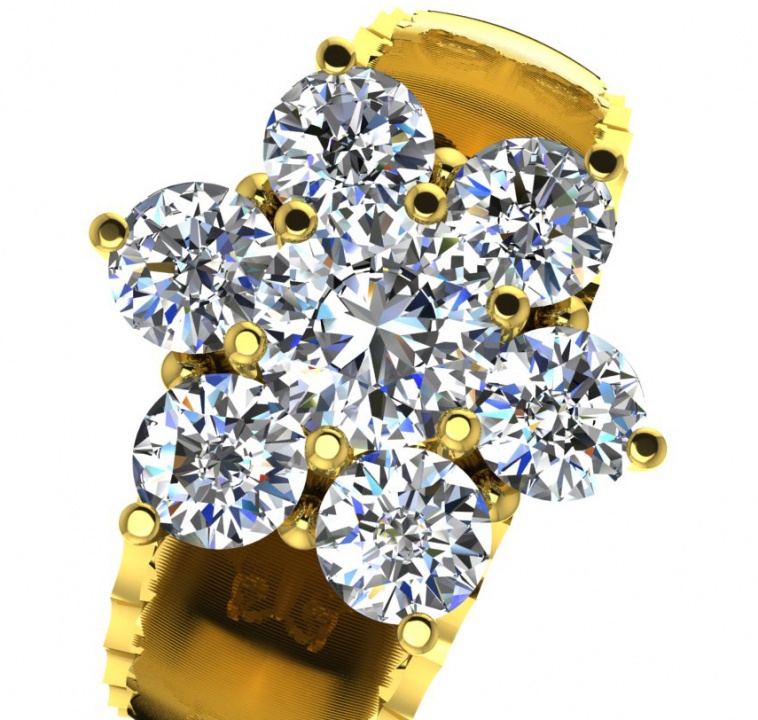 14k yellow gold diamond cluster women' ring by odi H3