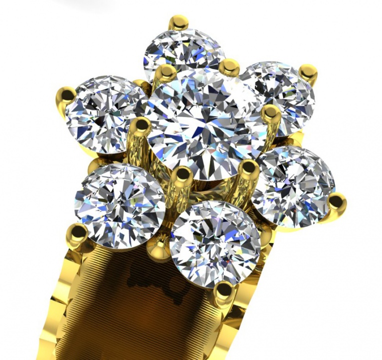 14k yellow gold diamond cluster women' ring by odi H4