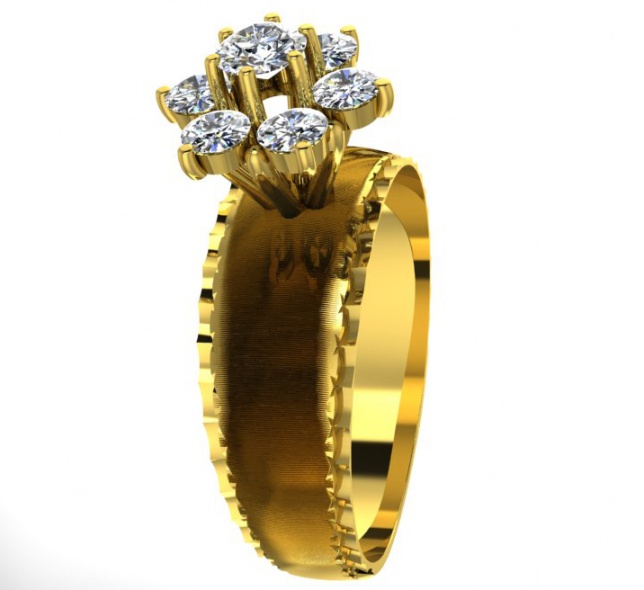 14k yellow gold diamond cluster women' ring by odi H5