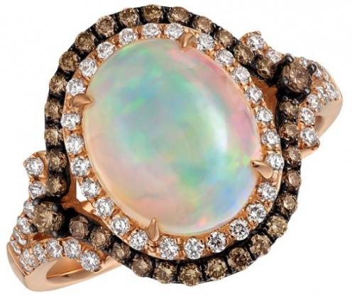 Le vian chocolatier neopolitan opal and 14k strawberry gold ring H0