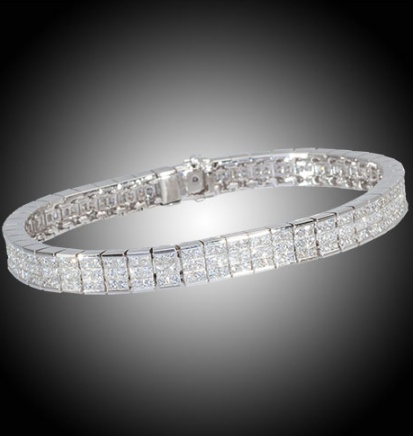 18k white gold princess cut diamond bracelet H0