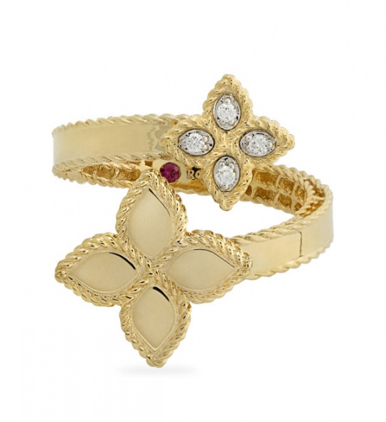 18k gold diamonds princess flower ring H1