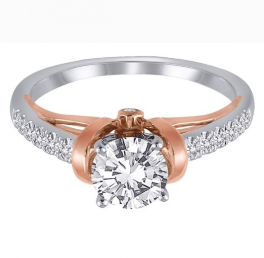 1/4 ct. tw. diamond semi mount engagement ring in 14k white & rose gold H0