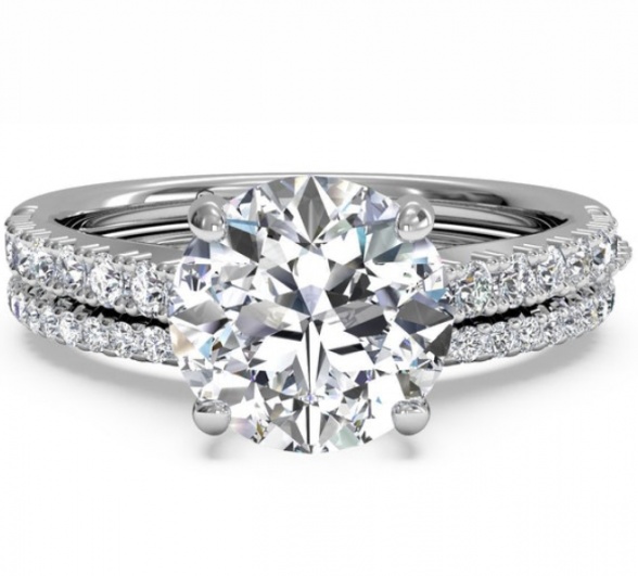 Ritani 0.57ct cerificate of gia 7228062928 french set diamond band engagement ring with matching band H0