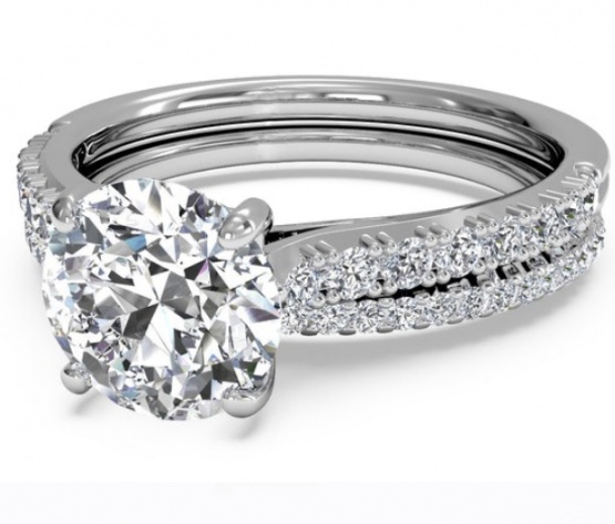 Ritani 0.57ct cerificate of gia 7228062928 french set diamond band engagement ring with matching band H3