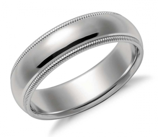 Tiffany & co. classic platinum milgrain wedding band ring H0
