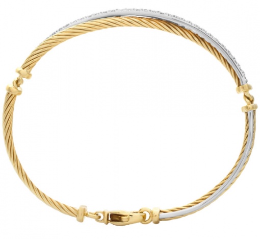 David yurman 18k white and yellow gold bracelet with diamonds accents H2