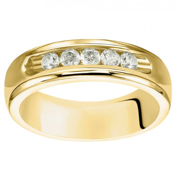Frederick goldman 585 yellow gold 5 stone diamond band ring H0