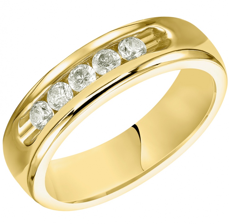 Frederick goldman 585 yellow gold 5 stone diamond band ring H1