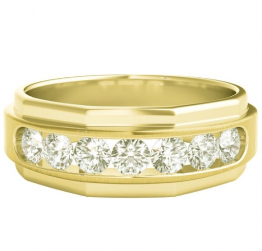 Helzberg 1 ct tw diamond band in 10k yellow gold 6mm men's ring H0