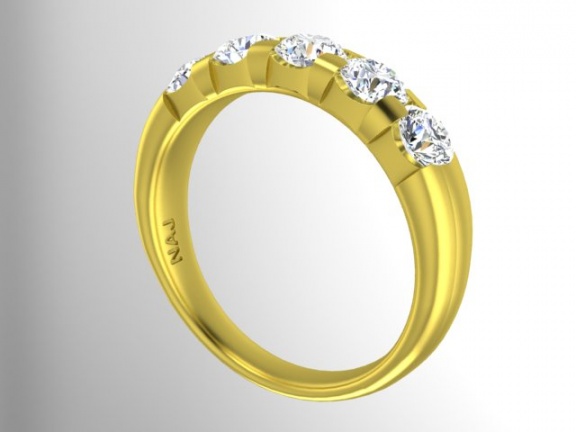 14k yellow gold diamond wedding band ring round white gold 5 stone anniversary H1
