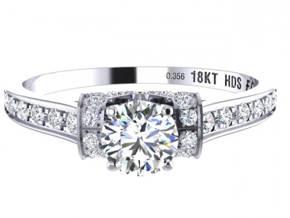 Helzberg diamonds masterpiece 18kt collar engagement ring, 4.50-4.52x2.67mm gia graded H1