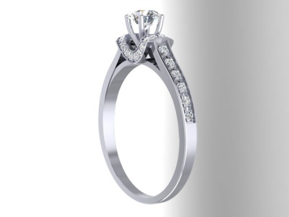 Helzberg diamonds masterpiece 18kt collar engagement ring, 4.50-4.52x2.67mm gia graded H2