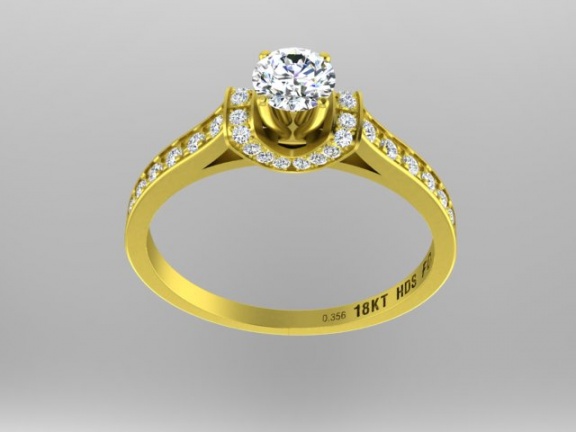 Helzberg diamonds masterpiece 18kt yellow collar engagement ring, 4.50-4.52x2.67mm gia graded H1
