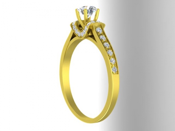 Helzberg diamonds masterpiece 18kt yellow collar engagement ring, 4.50-4.52x2.67mm gia graded H3