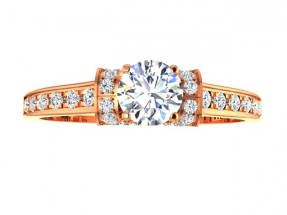 Helzberg masterpiece 18kt rose gold round diamond engagement ring, 4.50-4.52x2.67mm gia graded H0