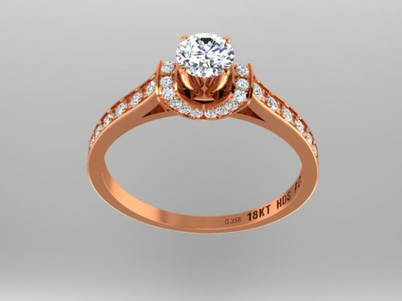 Helzberg masterpiece 18kt rose gold round diamond engagement ring, 4.50-4.52x2.67mm gia graded H1