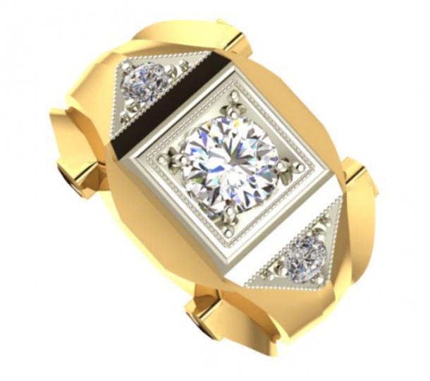 Men's 1/4 ct. diamond handsome ring in 14k two-tone gold by david sarkin H1