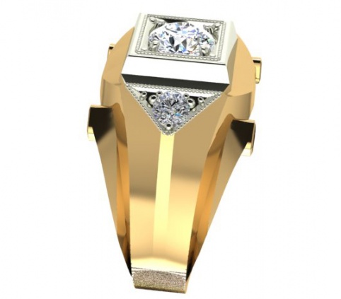 Men's 1/4 ct. diamond handsome ring in 14k two-tone gold by david sarkin H2