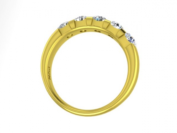 Naj 14k yellow gold diamond wedding band ring round white gold 5 stone anniversary H0