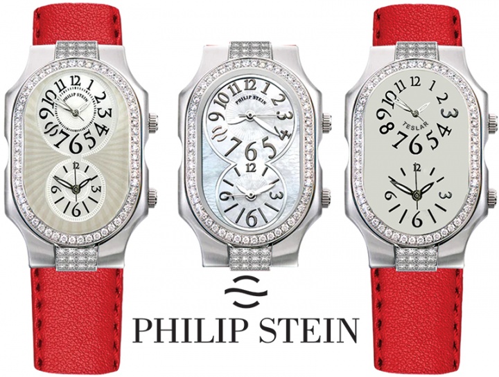 Philip stein teslar signature natural diamond dual time zone quartz H0