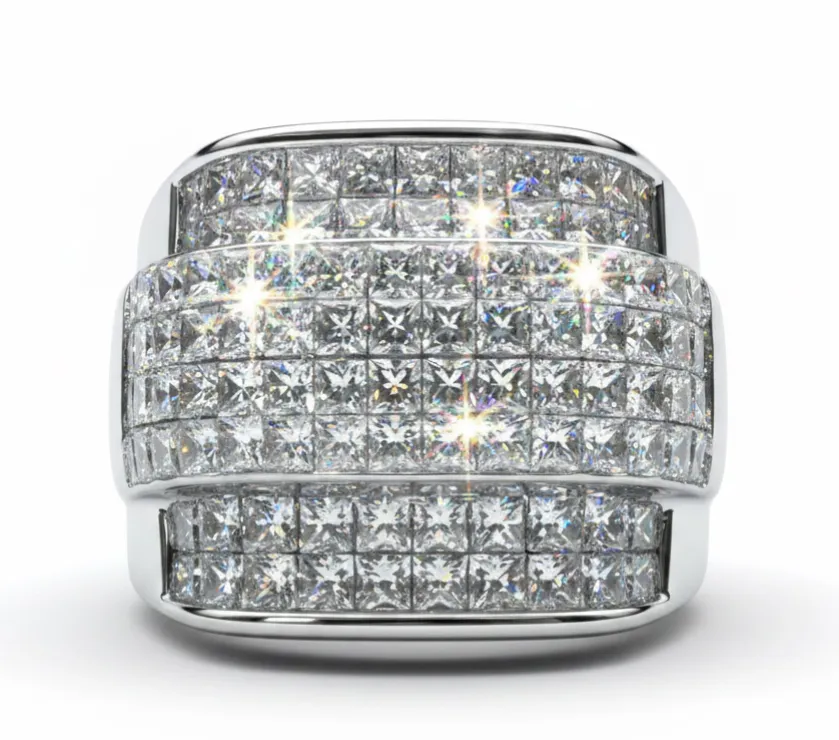 IGI by Zales Princess Diamond Band Ring 18K White Gold Invisible Set