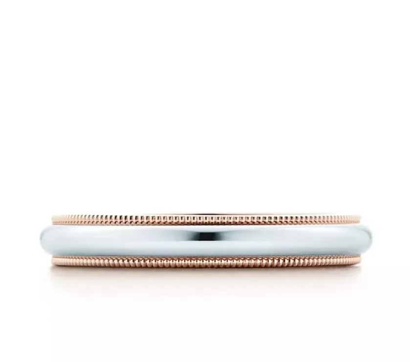 Tiffany Together Milgrain 35360905 Band Ring in Platinum and Rose Gold
