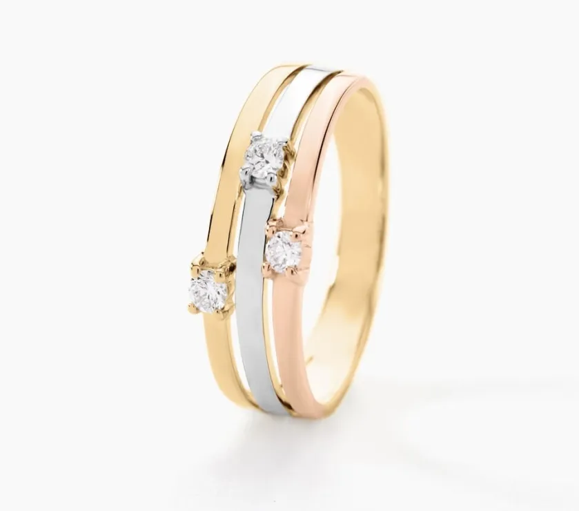 Superposition Or Tricolore Diamant Ring