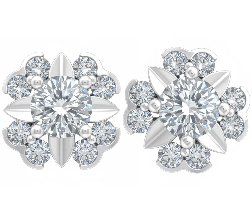 Sunflower Round Diamond Earrings 18K RC & IGI