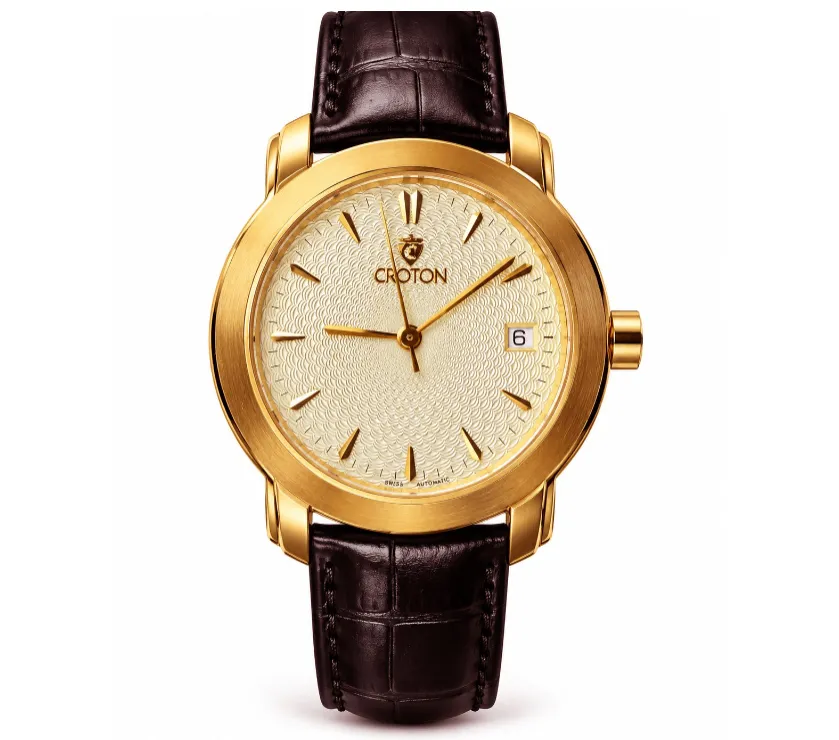 Croton Automatic Classic 2824-2 18k Rose gold Plated Mens Watch 37.5MM
