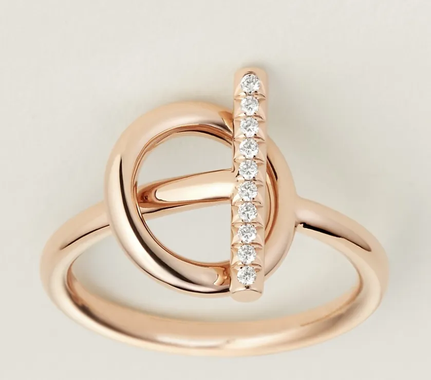 Echappee Hermes 18K Rose Gold Diamond Ring, small model