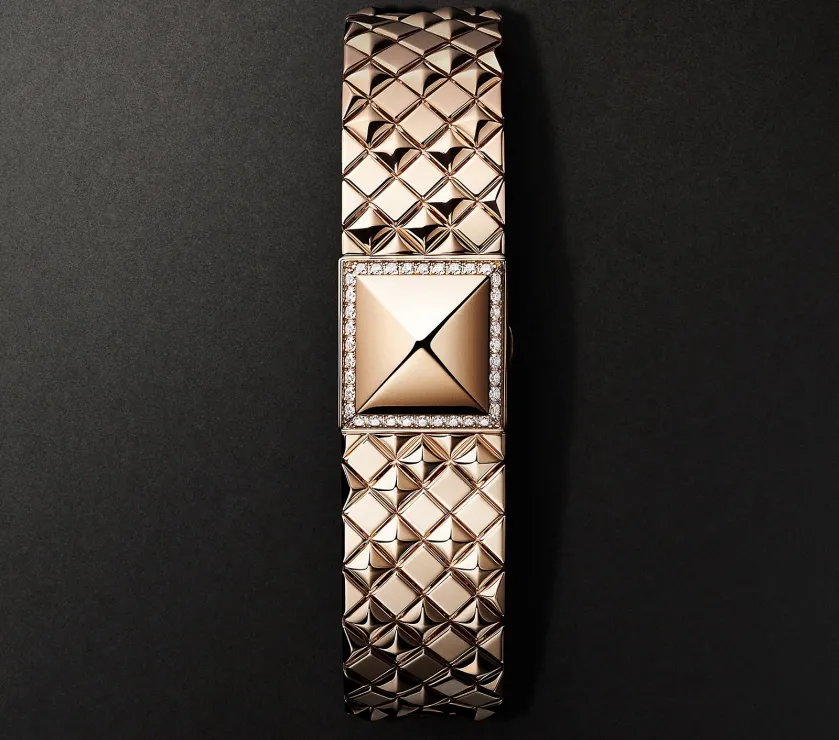 Hermes 18K Rose Gold Diamond Medor Joaillerie watch Mini model 15MM